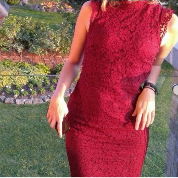 H&M Burgundy Lace Cocktail Dress - Picture 7 of 7